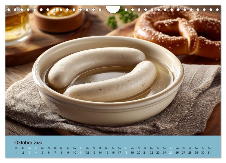 Produktbild: Bayrische Wei&szlig;wurst - Traditioneller K&uuml;chenkalender f&uuml;r Genie&szlig;er (Wandkalender 2026 DIN A4 quer), CALVENDO Monatskalender