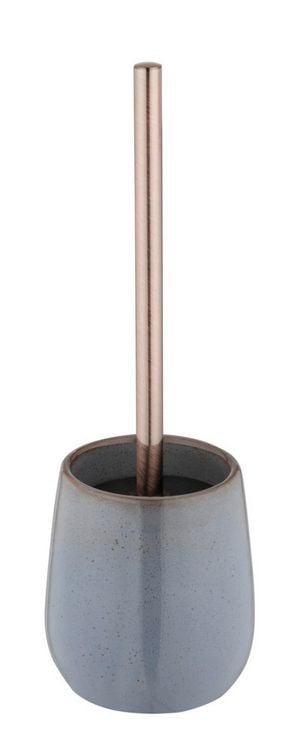 Produktbild: WC-Garnitur Mod. Sirmione, grau/kupfer, Keramik, Edelstahl, &Oslash;10.5x40 cm, mit schwarzem B&uuml;rstenkopf