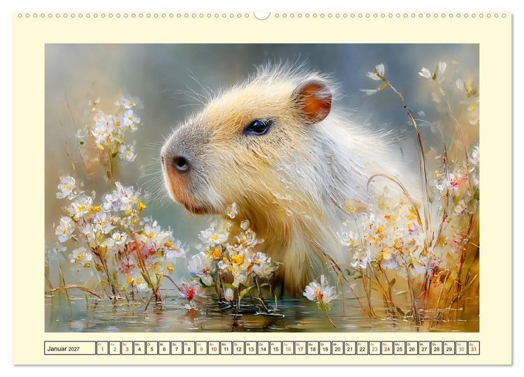 Produktbild: Capybaras. Zarte Momente zwischen Wasser und Wiesen (Wandkalender 2027 DIN A2 quer), CALVENDO Monatskalender