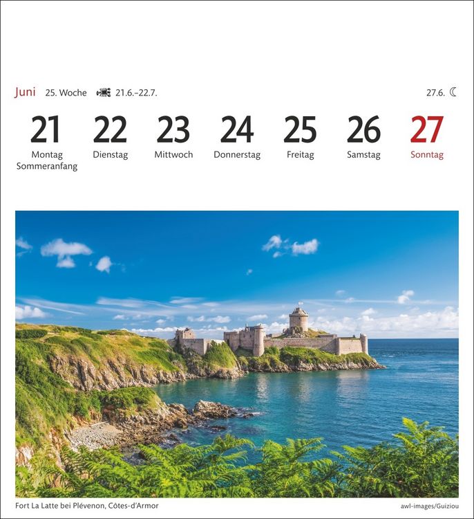 Produktbild: Bretagne & Normandie Sehnsuchtskalender 2027 - Wochenkalender mit 53 Postkarten