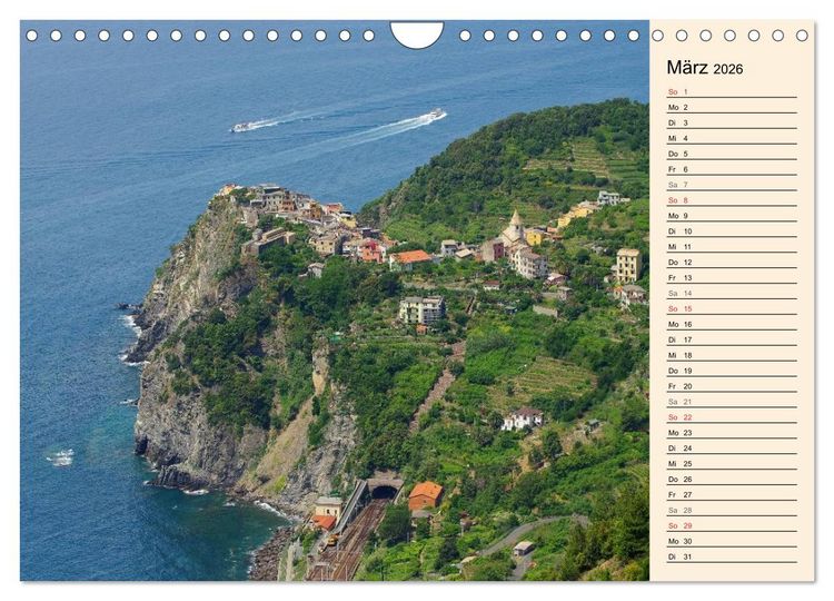 Produktbild: Cinque Terre - Malerische, vertr&auml;umte D&ouml;rfer an der ligurischen K&uuml;ste (Wandkalender 2026 DIN A4 quer), CALVENDO Monatskalender