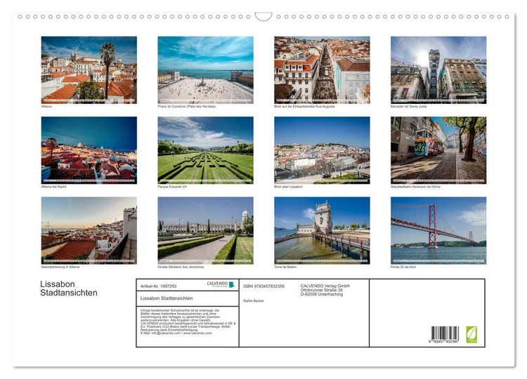 Produktbild: Lissabon Stadtansichten (Wandkalender 2026 DIN A2 quer), CALVENDO Monatskalender