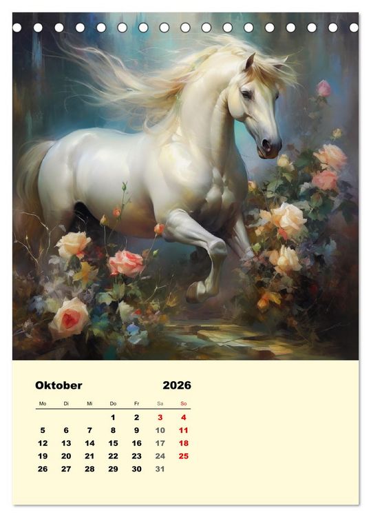 Produktbild: Pferde im romantischen Barockstil (Tischkalender 2026 DIN A5 hoch), CALVENDO Monatskalender
