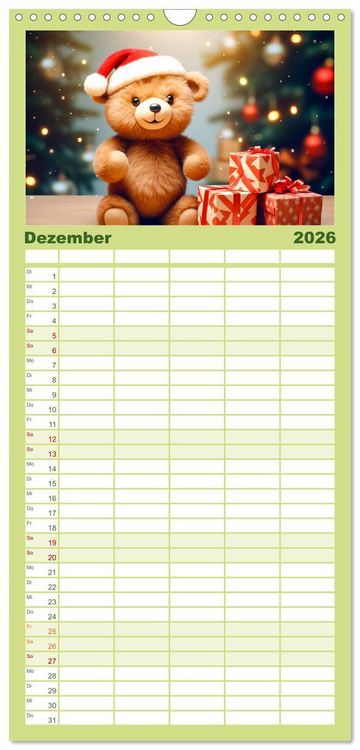 Produktbild: Familienplaner 2026 - Teddyb&auml;r und seine Abenteuer mit 5 Spalten (Wandkalender, 21 x 45 cm) CALVENDO