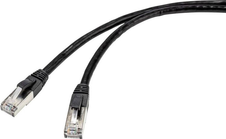 Produktbild: Renkforce RF-4538206 RJ45 Patchkabel CAT 6a S/FTP 75.00 m Schwarz f&uuml;r Au&szlig;enbereich geeignet 1 St.
