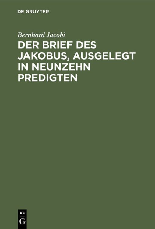 Produktbild: Der Brief des Jakobus, ausgelegt in Neunzehn Predigten