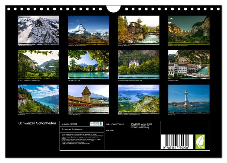 Produktbild: Schweizer Sch&ouml;nheiten (Wandkalender 2026 DIN A4 quer), CALVENDO Monatskalender