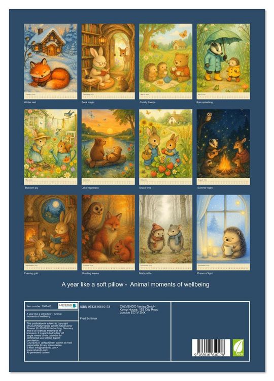 Produktbild: A year like a soft pillow - Animal moments of wellbeing (High Quality Premium Wall Calendar 2026 DIN A2 portrait),CALVENDO 12 Month Wall Calendar