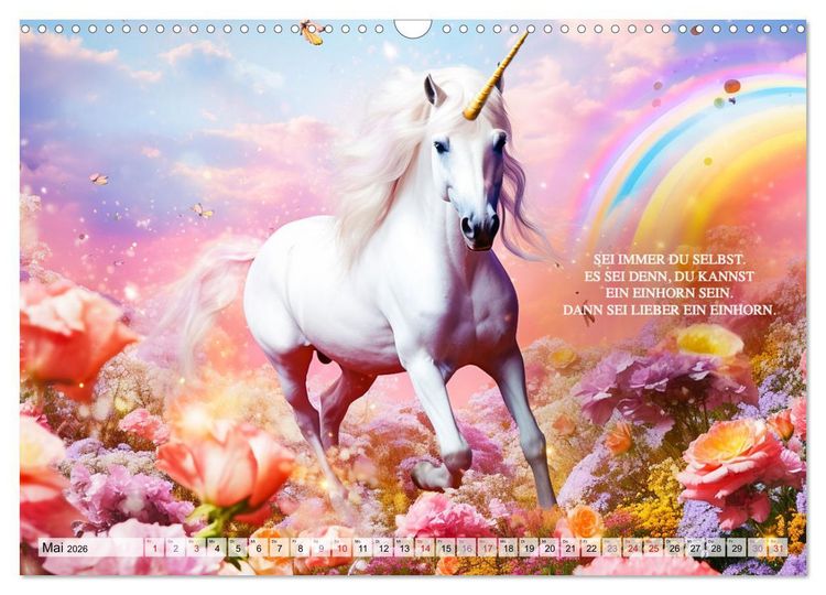 Produktbild: Einhorn und coole Spr&uuml;che (Wandkalender 2026 DIN A3 quer), CALVENDO Monatskalender