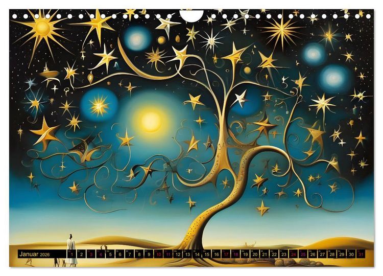Produktbild: Erde, Sonne, Mond und Sterne Surrealistische Kunstwerke (Wandkalender 2026 DIN A4 quer), CALVENDO Monatskalender