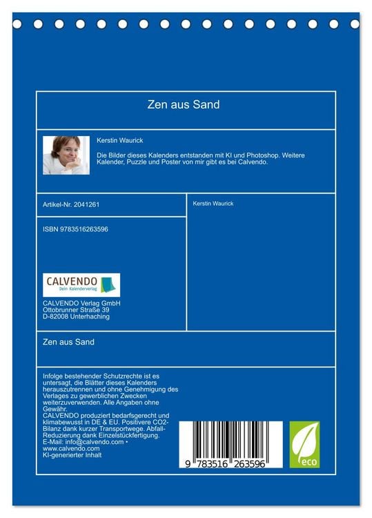 Produktbild: Zen aus Sand (Tischkalender 2026 DIN A5 hoch), CALVENDO Monatskalender