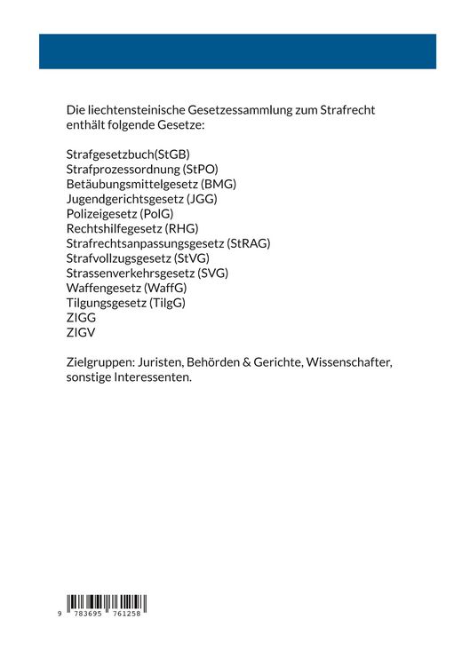 Produktbild: Gesetzessammlung des liechtensteinischen Rechts - Strafrecht