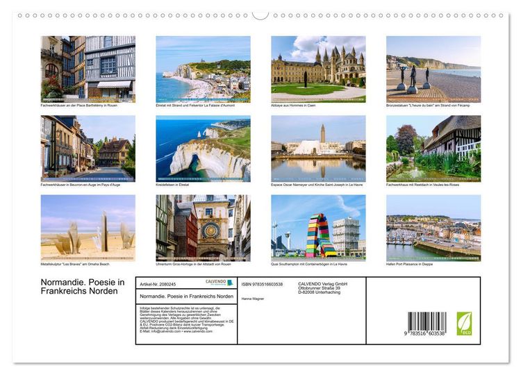 Produktbild: Normandie. Poesie in Frankreichs Norden (hochwertiger Premium Wandkalender 2026 DIN A2 quer), Kunstdruck in Hochglanz