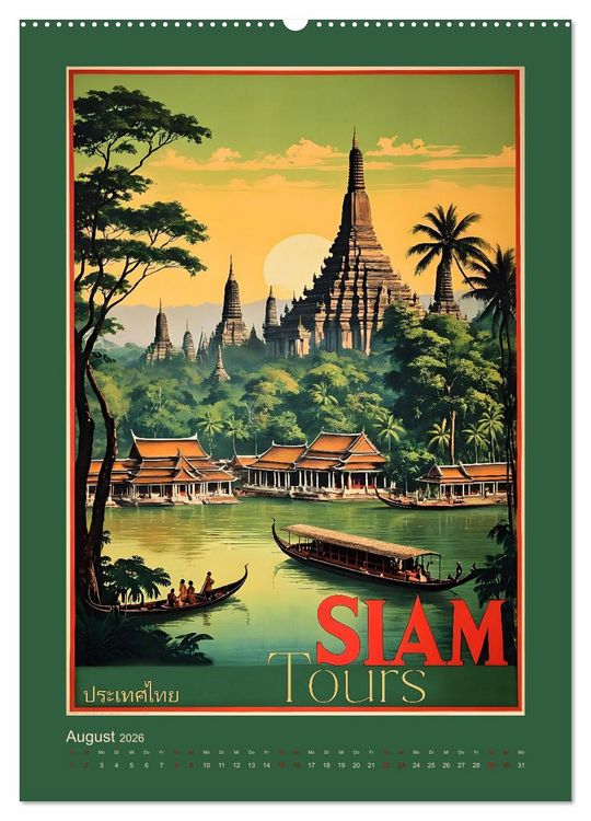 Produktbild: Exotic Travel Poster - nostalgische Abenteuerreisen um die Welt (Wandkalender 2026 DIN A2 hoch), CALVENDO Monatskalender
