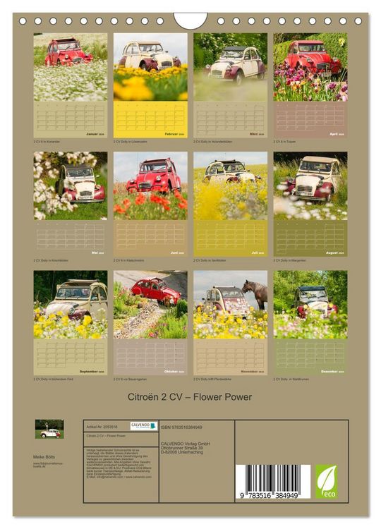 Produktbild: Citro&euml;n 2 CV &ndash; Flower Power (Wandkalender 2026 DIN A4 hoch), CALVENDO Monatskalender