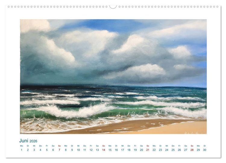 Produktbild: Wellenbrausen - Gemalte Wellen von Michaela Spreider (Wandkalender 2026 DIN A2 quer), CALVENDO Monatskalender