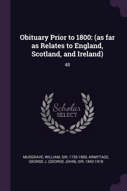 Produktbild: Obituary Prior to 1800