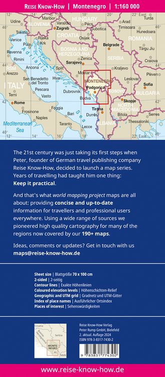 Produktbild: Reise Know-How Landkarte Montenegro (1:160.000)