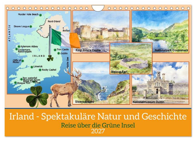 Produktbild: Irland - Spektakul&auml;re Natur und Geschichte (Wandkalender 2027 DIN A4 quer), CALVENDO Monatskalender