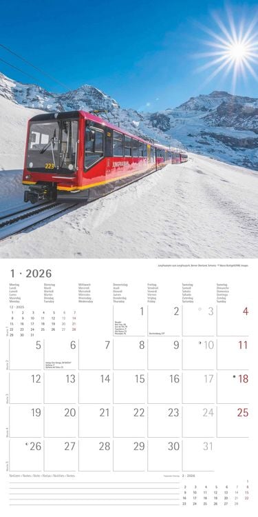Produktbild: Eisenbahnen 2026 - Broschürenkalender 30x30 cm (30x60 geöffnet) - Kalender mit Platz für Notizen - Steam Engines - Bildkalender - Wandkalender