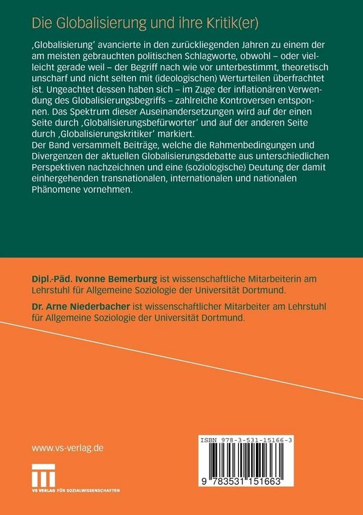 Produktbild: Die Globalisierung und ihre Kritik(er)