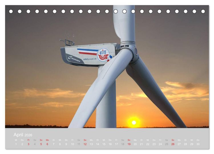 Produktbild: Windkraftanlagen aus der Luft fotografiert (Tischkalender 2026 DIN A5 quer), CALVENDO Monatskalender