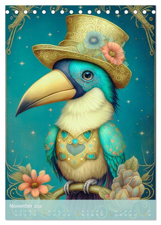 Produktbild: Tiere im Tarot Stil (Tischkalender 2026 DIN A5 hoch), CALVENDO Monatskalender