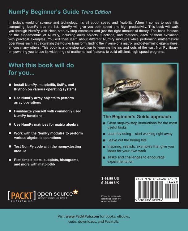 Produktbild: Numpy Beginner's Guide - Third Edition