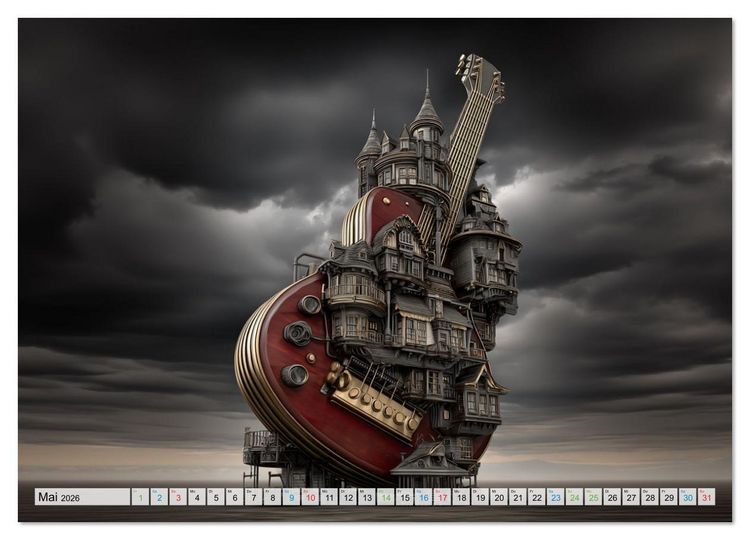 Produktbild: Saitenzauber &ndash; Gitarren im Bilderklang (Wandkalender 2026 DIN A2 quer), CALVENDO Monatskalender