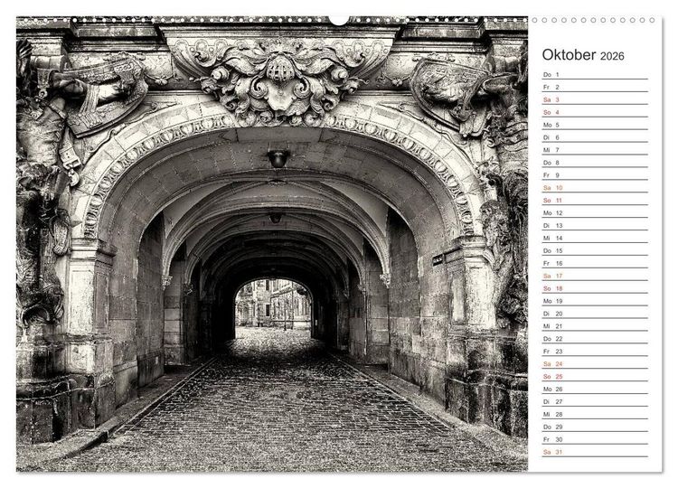Produktbild: Dresden Schwarz-Wei&szlig; (Wandkalender 2026 DIN A2 quer), CALVENDO Monatskalender