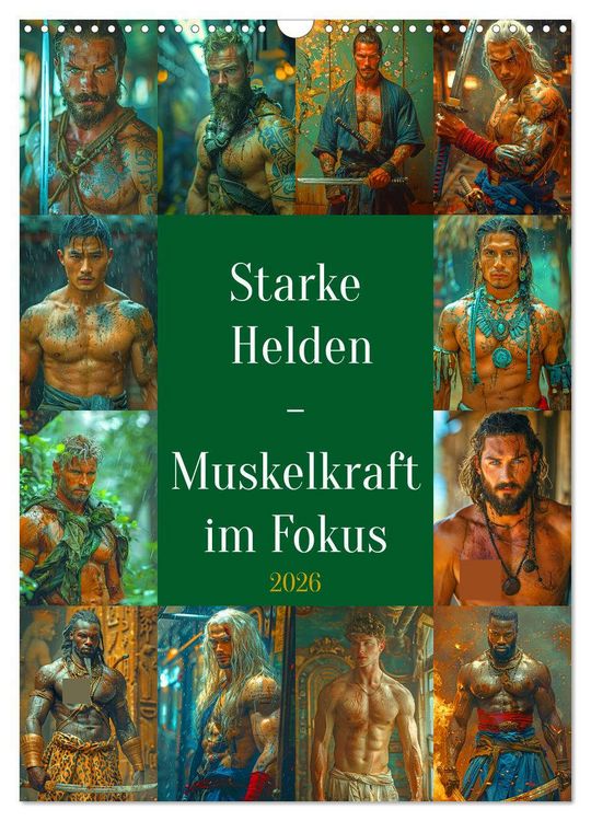 Produktbild: Starke Helden - Muskelkraft im Fokus (Wandkalender 2026 DIN A3 hoch), CALVENDO Monatskalender