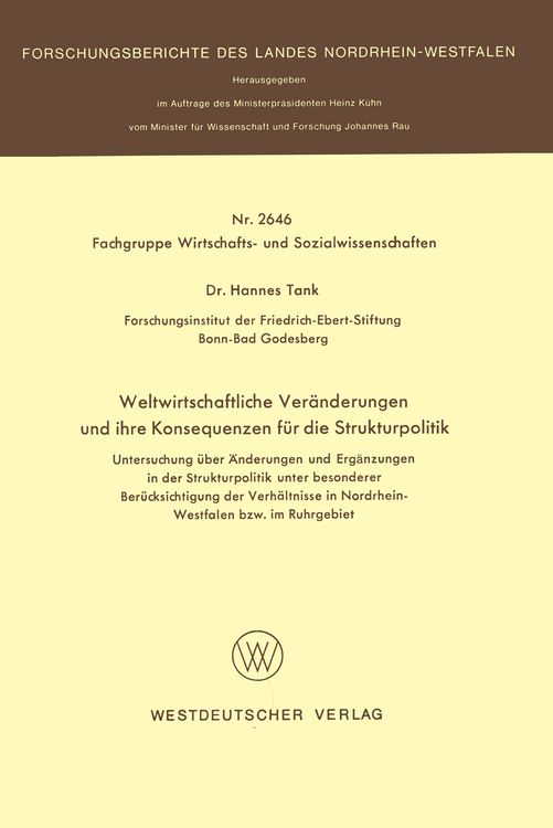 Produktbild: Weltwirtschaftliche Ver&auml;nderungen und ihre Konsequenzen f&uuml;r die Strukturpolitik