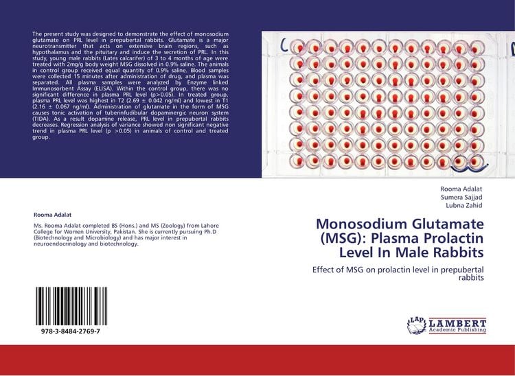 Produktbild: Monosodium Glutamate (MSG): Plasma Prolactin Level In Male Rabbits