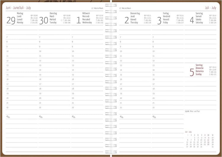 Produktbild: Wochenplaner Nature Line Malt Ringbuch 2027