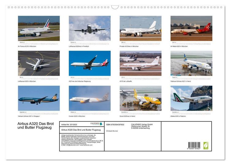 Produktbild: Airbus A320 Das Brot und Butter Flugzeug (Wandkalender 2027 DIN A2 quer), CALVENDO Monatskalender