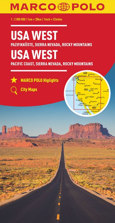 Produktbild: MARCO POLO Kontinentalkarte USA West 1:2 Mio.
