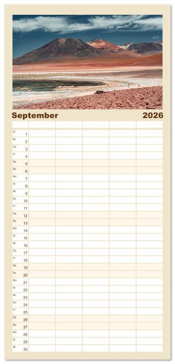 Produktbild: Familienplaner 2026 - Chile - Die stille Kraft der Atacama mit 5 Spalten (Wandkalender, 21 x 45 cm) CALVENDO