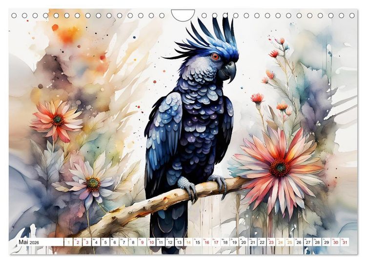 Produktbild: Papageien - Fliegende Edelsteine (Wandkalender 2026 DIN A4 quer), CALVENDO Monatskalender