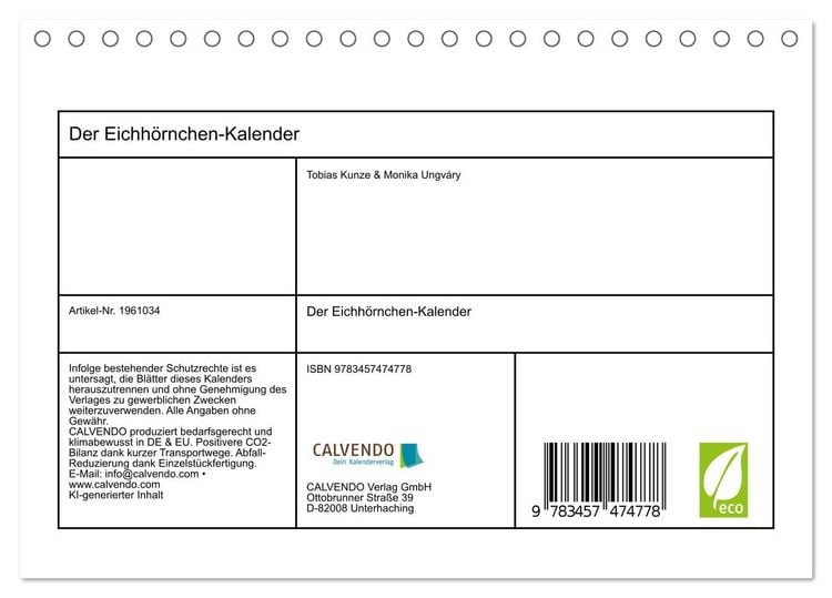 Produktbild: Der Eichh&ouml;rnchen-Kalender (Tischkalender 2026 DIN A5 quer), CALVENDO Monatskalender