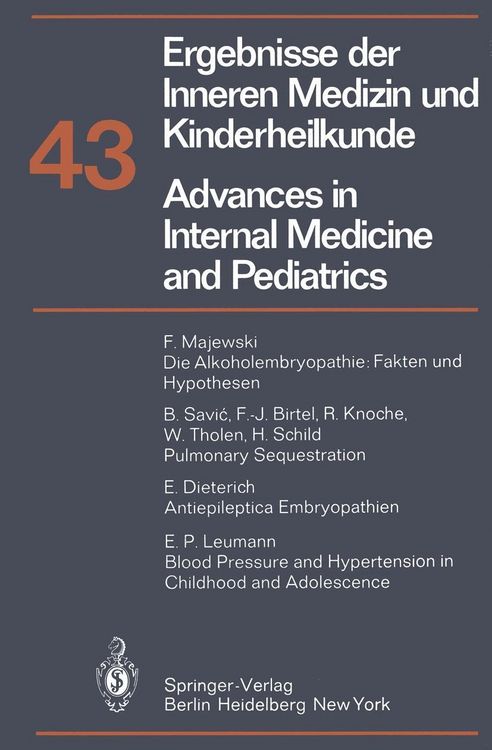 Produktbild: Advances in Internal Medicine and Pediatrics/Ergebnisse der Inneren Medizin und Kinderheilkunde