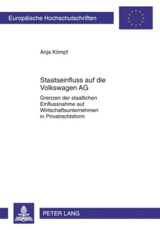 Produktbild: Staatseinfluss auf die Volkswagen AG