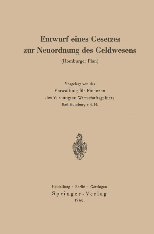 Produktbild: Entwurf eines Gesetzes zur Neuordnung des Geldwesens