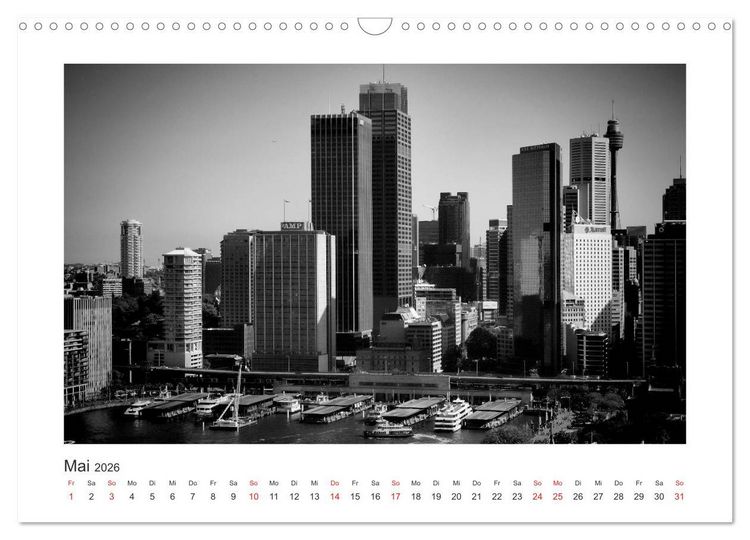 Produktbild: SYDNEY Monochrom (Wandkalender 2026 DIN A3 quer), CALVENDO Monatskalender