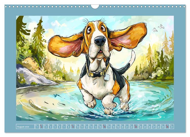 Produktbild: Basset Fun. Niedliche Hunde Cartoons zum Schmunzeln (Wandkalender 2026 DIN A3 quer), CALVENDO Monatskalender