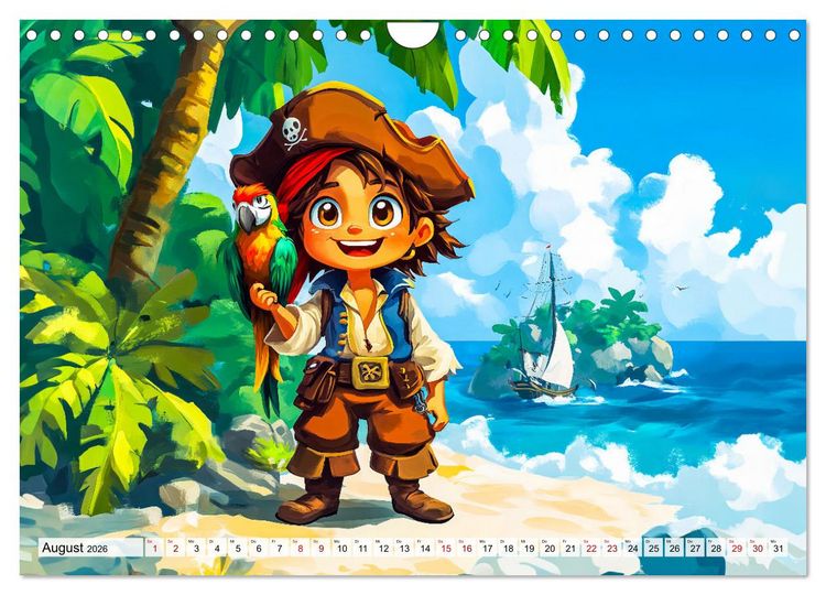 Produktbild: Piraten-Abenteuer - Die Reise zum verborgenen Schatz (Wandkalender 2026 DIN A4 quer), CALVENDO Monatskalender