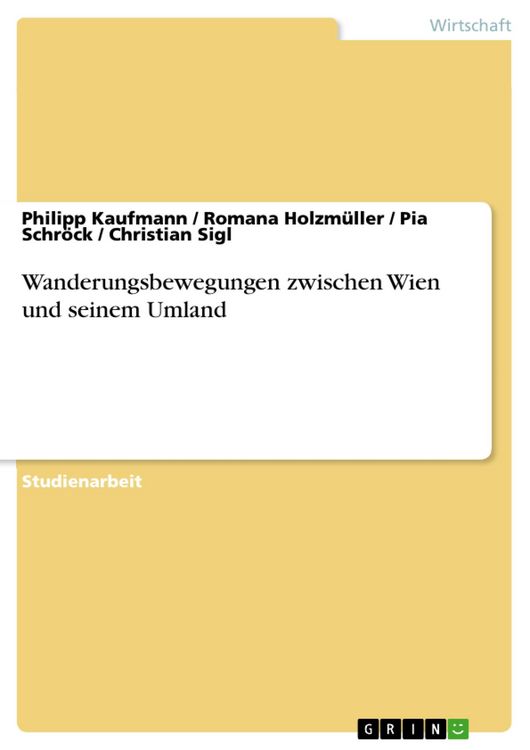 Produktbild: Wanderungsbewegungen zwischen Wien und seinem Umland