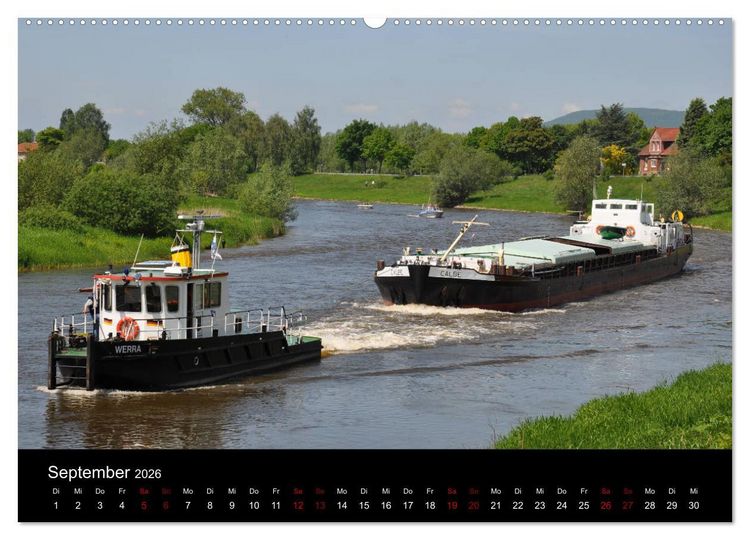 Produktbild: Schiffe auf der Oberweser (hochwertiger Premium Wandkalender 2026 DIN A2 quer), Kunstdruck in Hochglanz