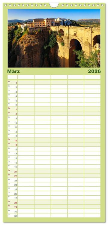 Produktbild: Familienplaner 2026 - Ronda in Andalusien - Stadt auf einem Felsplateau mit 5 Spalten (Wandkalender, 21 x 45 cm) CALVENDO