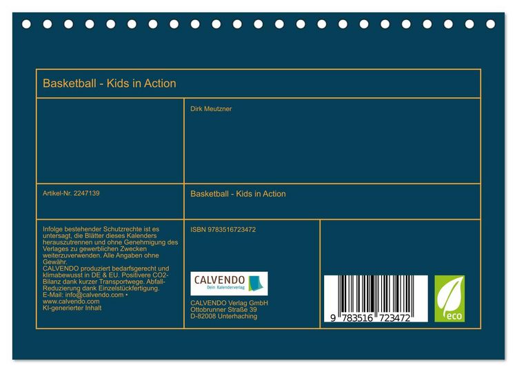 Produktbild: Basketball - Kids in Action (Tischkalender 2026 DIN A5 quer), CALVENDO Monatskalender