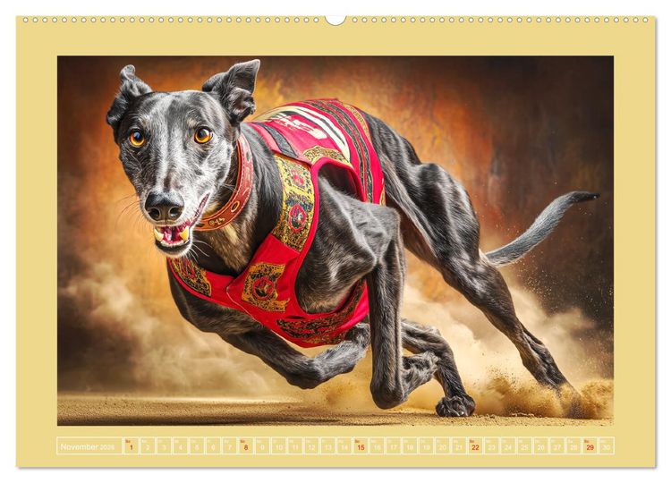 Produktbild: Windhunde. Seelenfl&uuml;sterer zwischen Anmut, Tempo und Stille (hochwertiger Premium Wandkalender 2026 DIN A2 quer), Kunstdruck in Hochglanz